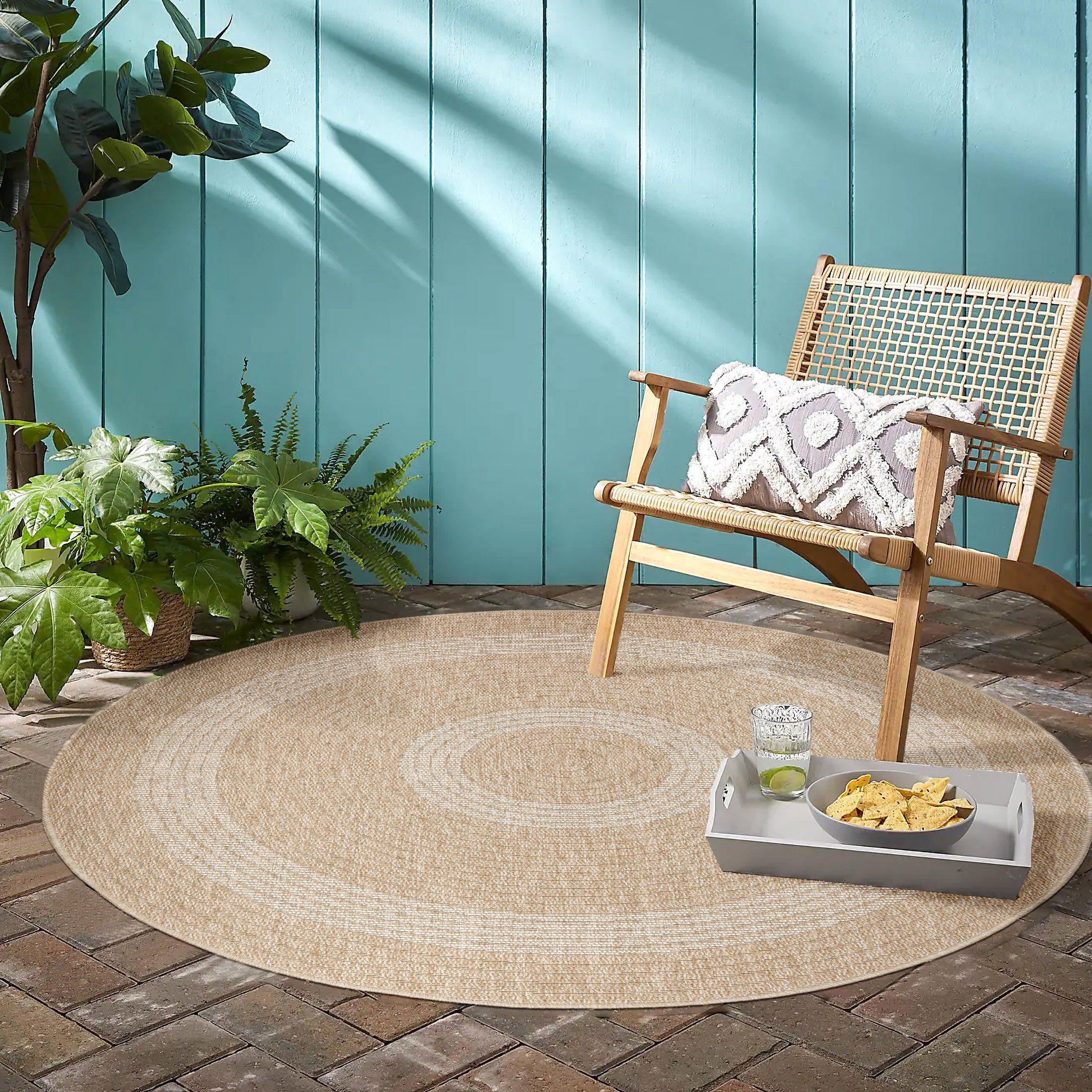 Ayyildiz Teppiche Outdoorteppich COMILLA 0886, rund, Höhe: 8 mm, Pflegeleicht / Strapazierfähig / In- und Outdoor geeignet