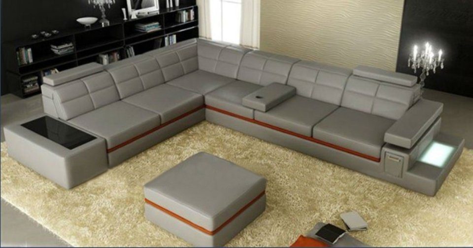 Ecksofa Couch Modern JVmoebel Design Sofa Wohnlandschaft Ecksofa, Ledersofa
