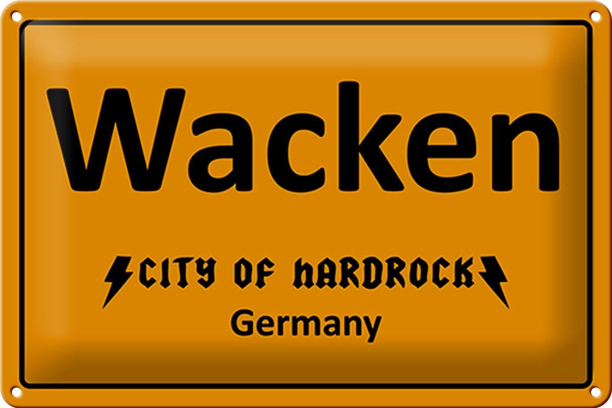 Hebold Flachmann Schild Blech 30x20 cm - Made in Germany - Wacken City of Hardrock Meta