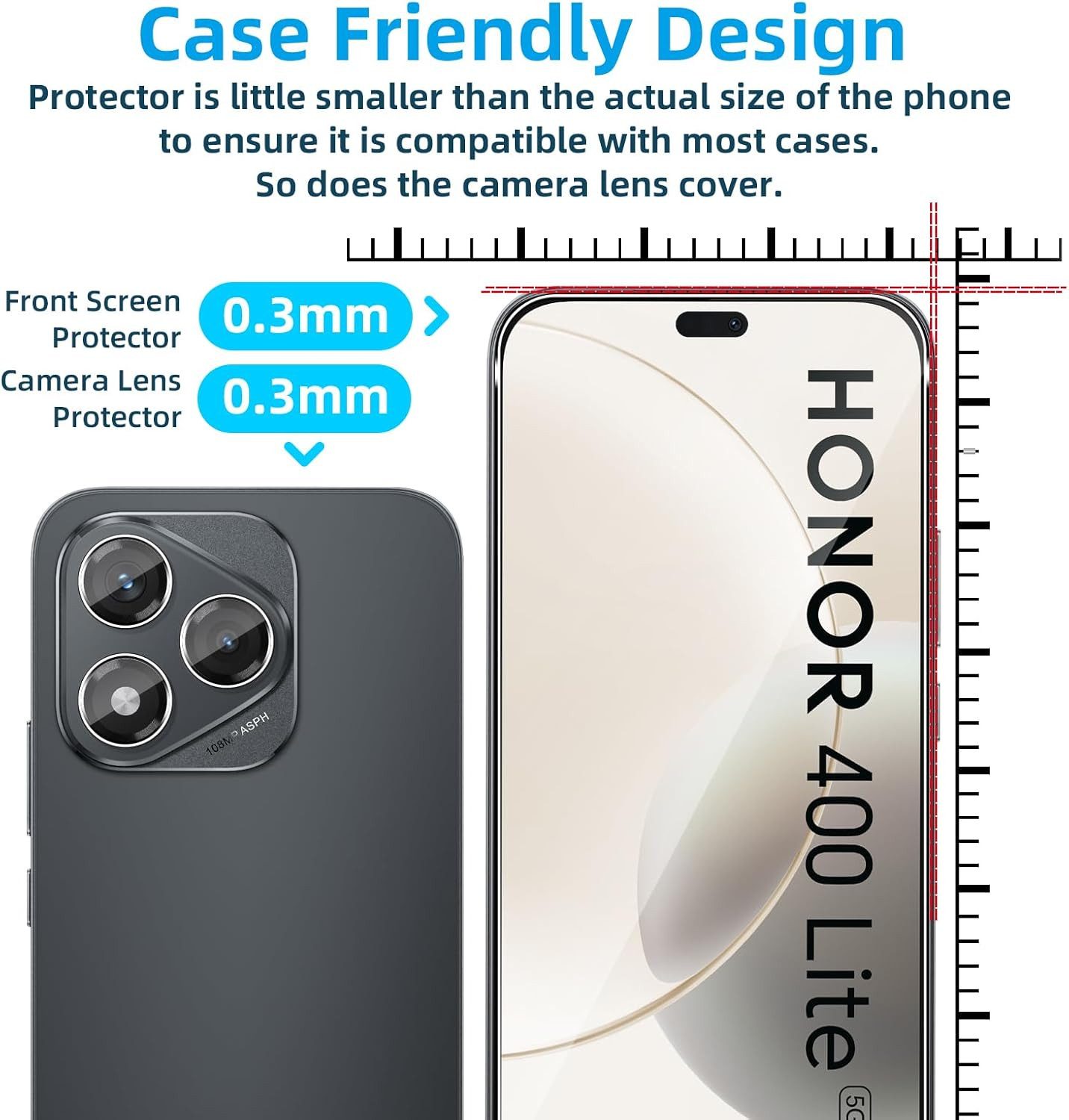 MSM Displayschutzglas 2X Schutzglas (Display + Kamera) für Honor 400 Lite Panzerfolie 9H – Bild 2 von 5