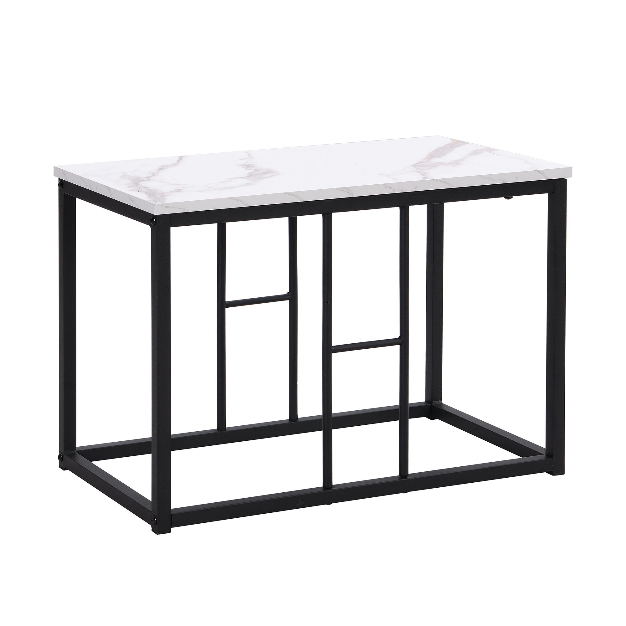 (1 Hocker und 4 Marmoroptik) Tisch, Beine:Schrawz 7-tlg., bank, Tischplatte:Weiß in Essgruppe, OKWISH 2 Tisch