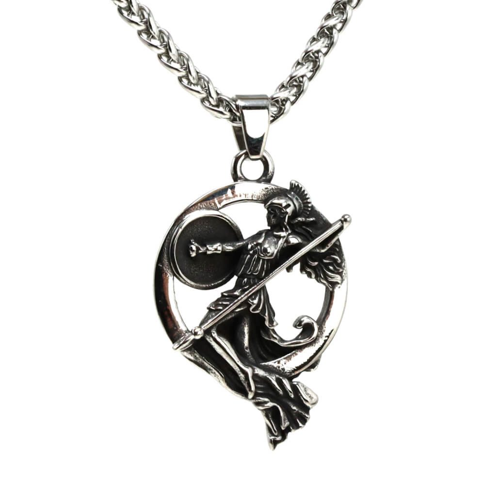 DALMARO Kette mit Anhänger Lederkette Edelstahlkette 316L RÖMER KRIGER, Herren Halskette Biker / Wikinger Kette - Schmuckbox