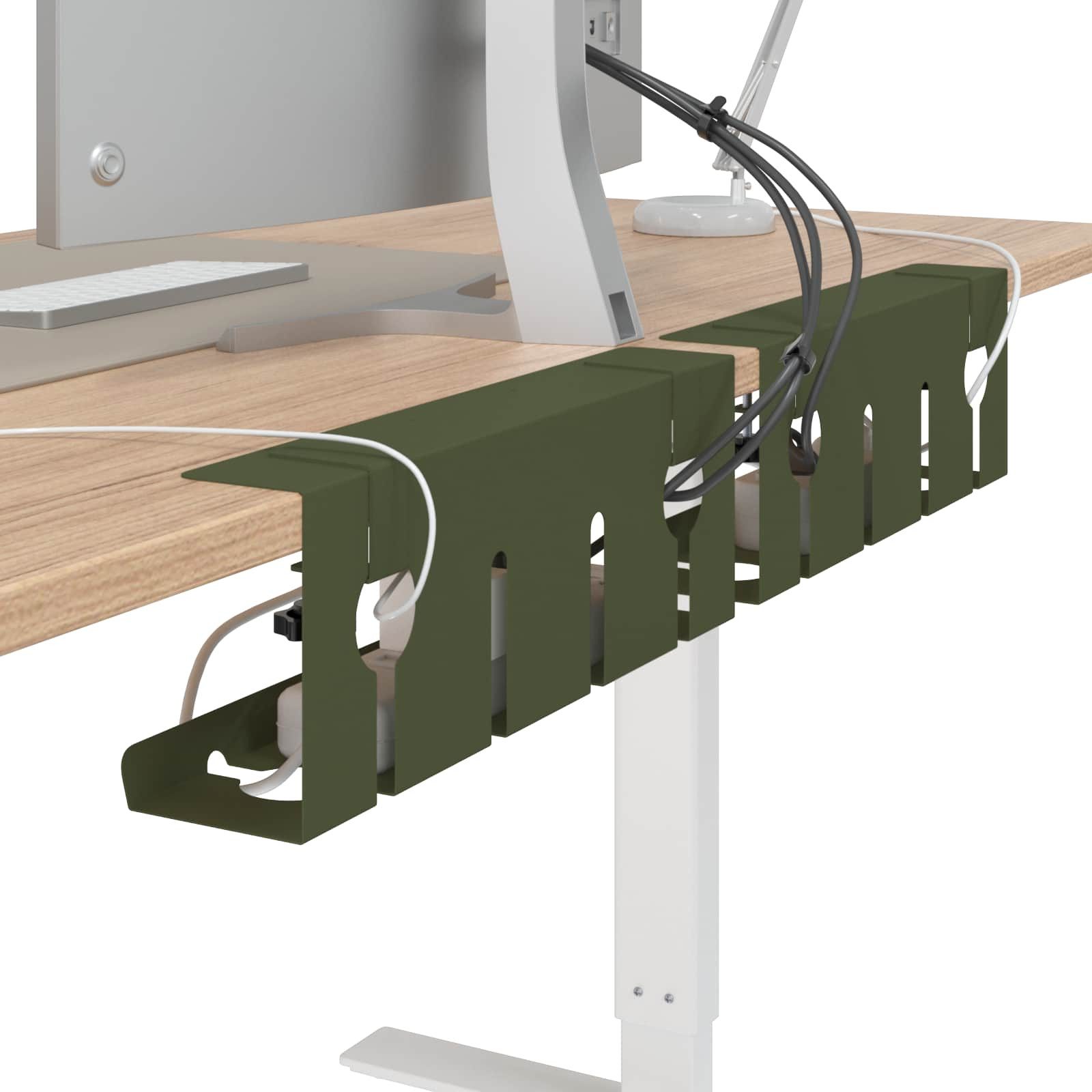 vidaXL Kabelzubehör Unter dem Schreibtisch Kabelmanagement Tray 2 Stk. Olivgrün, (2-tlg)