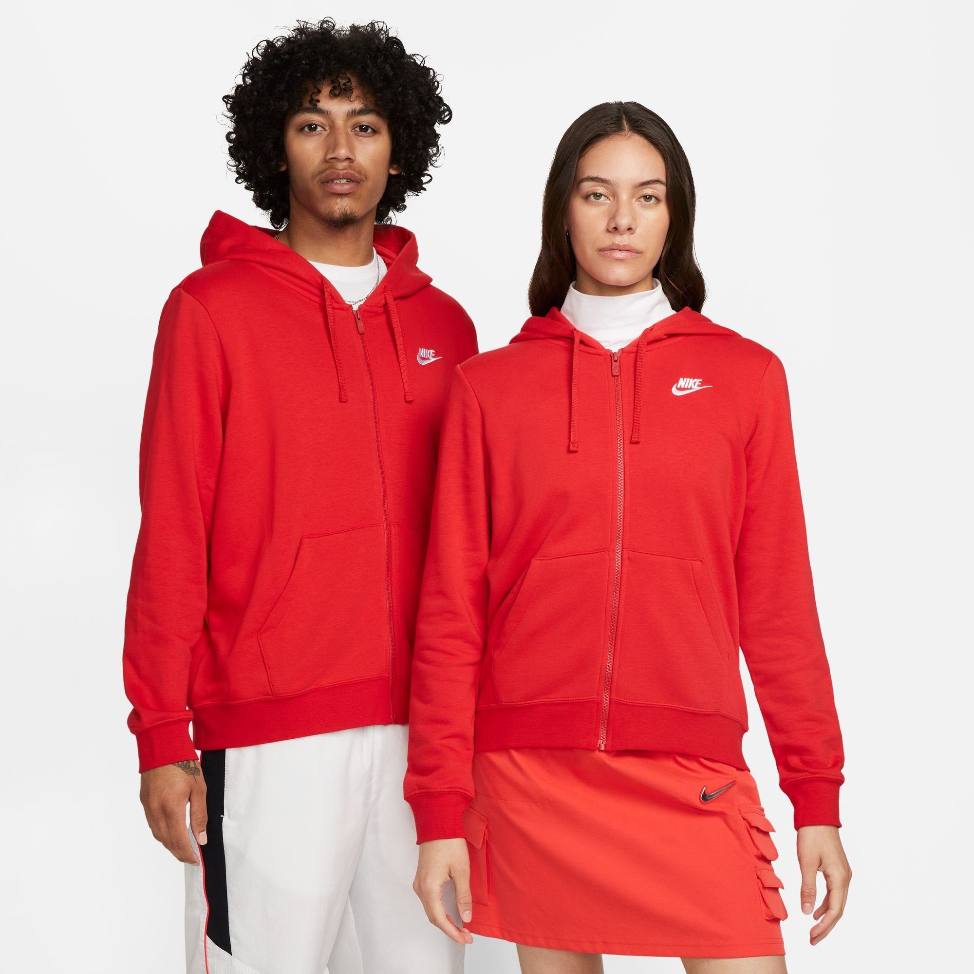 Kapuzensweatjacke Full-Zip RED/WHITE Fleece Women's Club Sportswear Nike Hoodie UNIVERSITY