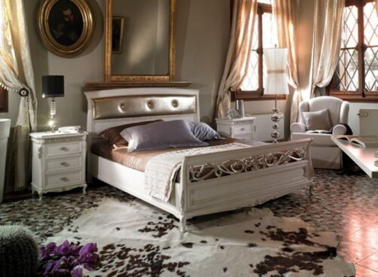 JVmoebel Bett, Design Schlafzimmer Möbel Doppelbett Massivholz Vaccari cav giovanni