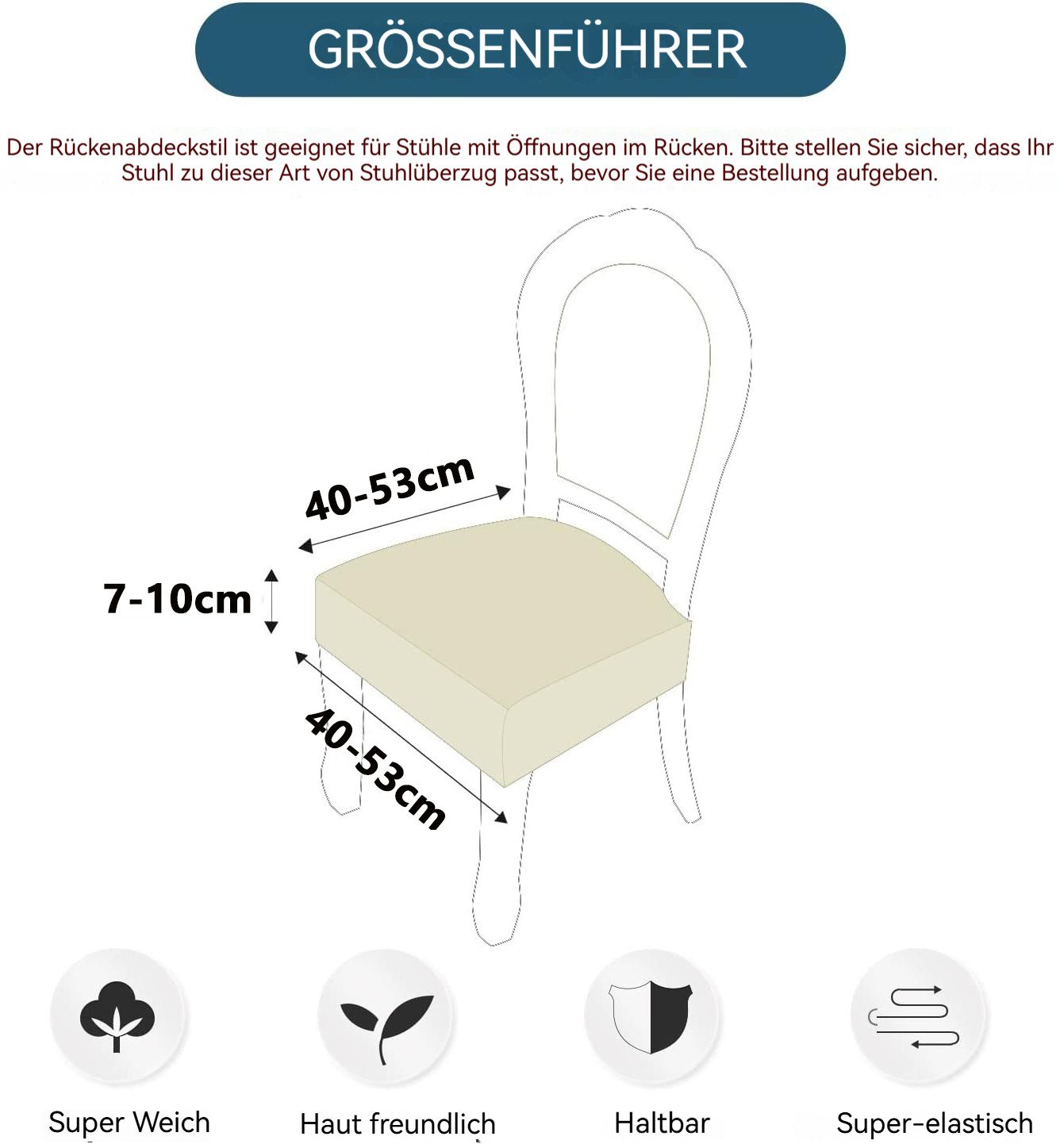 Diwzbyn Stuhlhusse Dehnbarer Bürostuhlbezug, Stuhlbezug Sitzfläche Abnehmbar Waschbar, Hochelastischer Anti-Staub Stuhl Slip Cover Kissenbezug