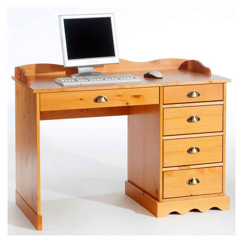 IDIMEX Schreibtisch COLETTE, Schreibtisch Bürotisch mit Aufsatz honigfarben im Landhausstil NEU