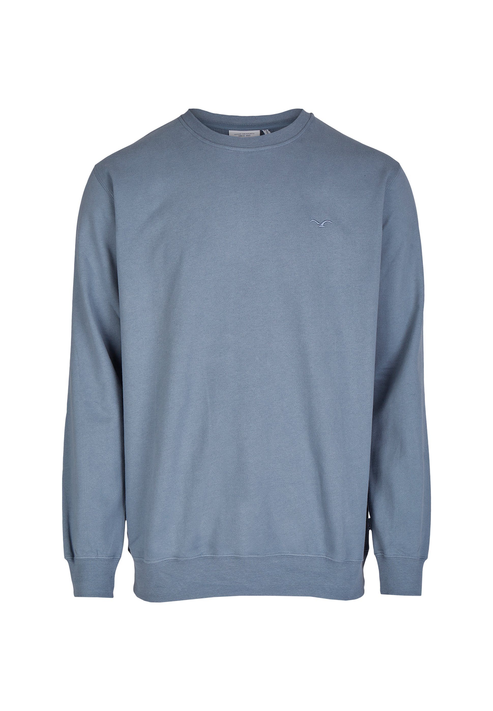 Cleptomanicx Sweatshirt Ligull mit kleiner Möwen-Stickerei hellblau