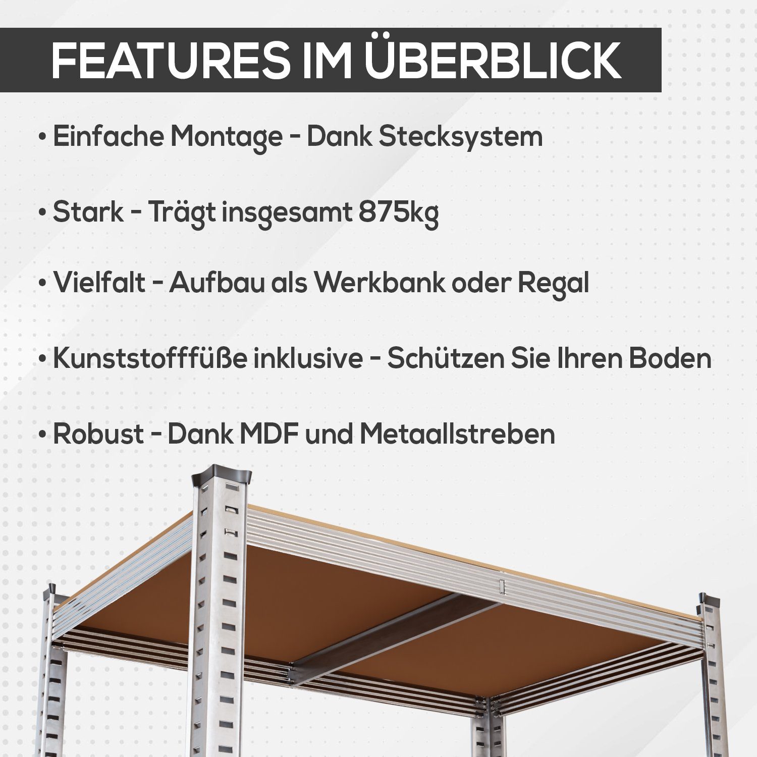 TroniTechnik Regal Schwerlastregal mit 5 Holzböden, günstig online kaufen