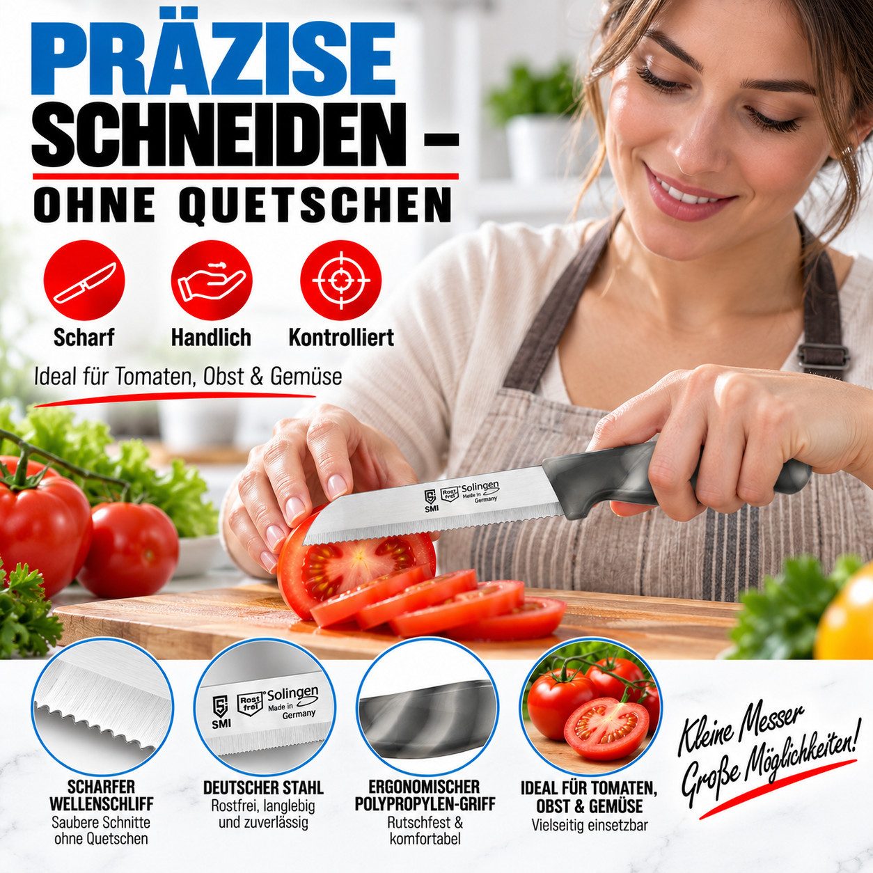 SMI Schälmesser Solingen Obstmesser Wellenschliff 12-tlg Küchenmesser Gemüsemesser – Bild 2 von 5