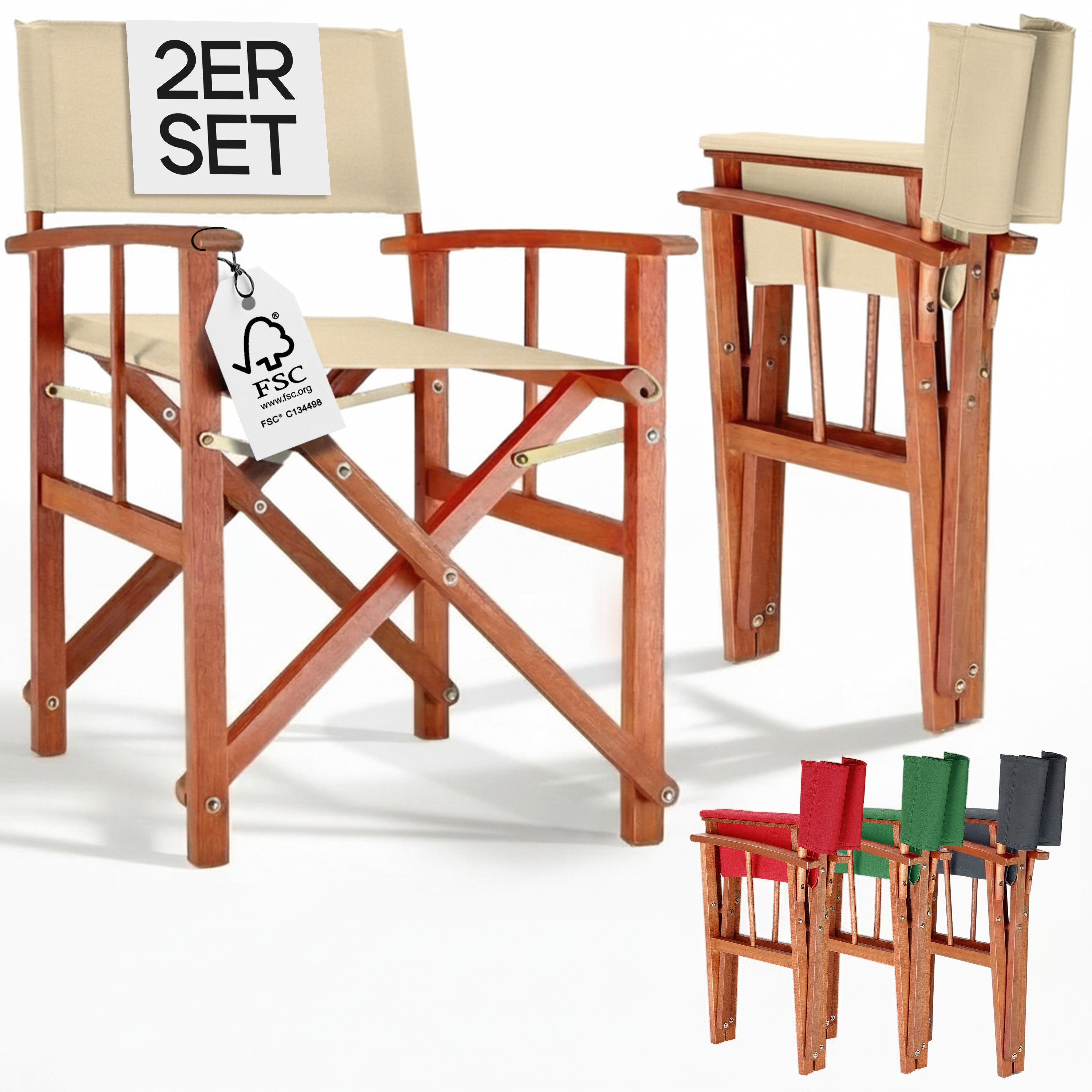 Casaria Regiestuhl, Klappbarer FSC®-zertifizierter Holz Gartenstuhl bis 160 kg Wetterfest