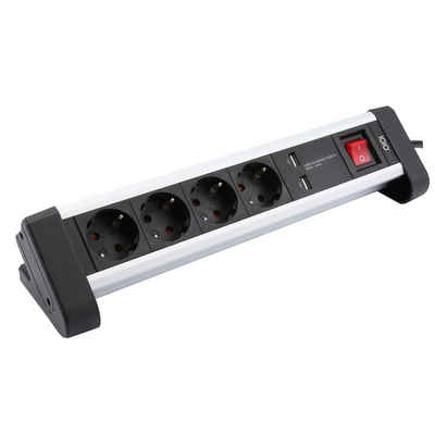 IOIO »41224« Mehrfachsteckdose, 4-fach Steckdosenleiste mit Schalter 2x USB schwarz 1,5m 45 Grad