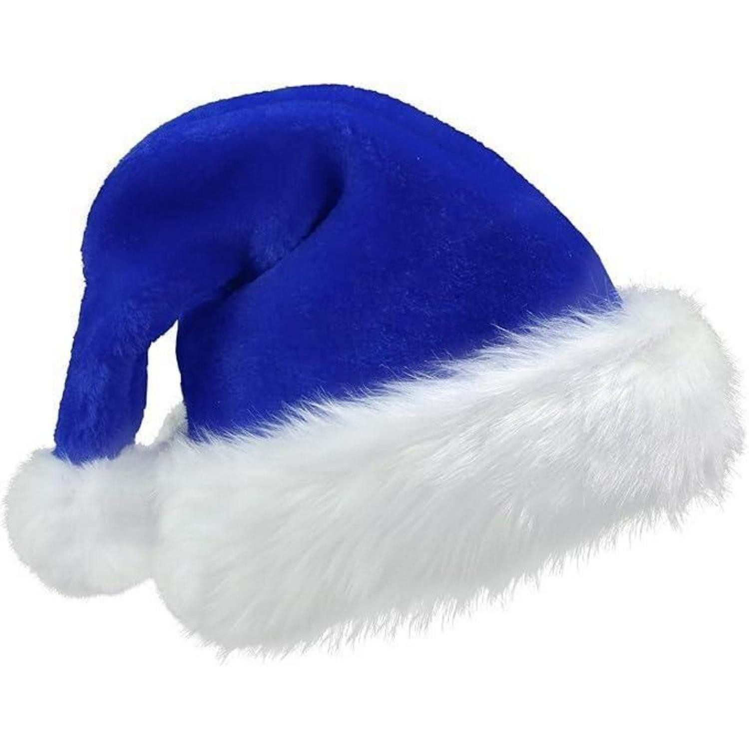 LuxusKollektion Plüschmütze Weihnachtsmütze Plüsch Rot Erwachsene 1pcs Blue (1-St)
