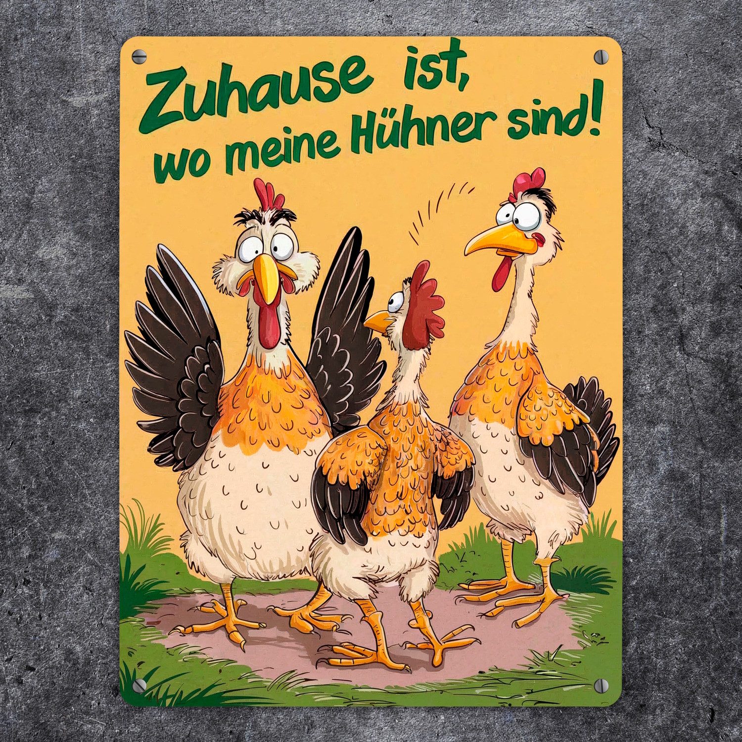 speecheese Metallschild Zuhause ist, wo meine Hühner sind! Metallschild XL in 21x28 cm – Bild 2 von 2