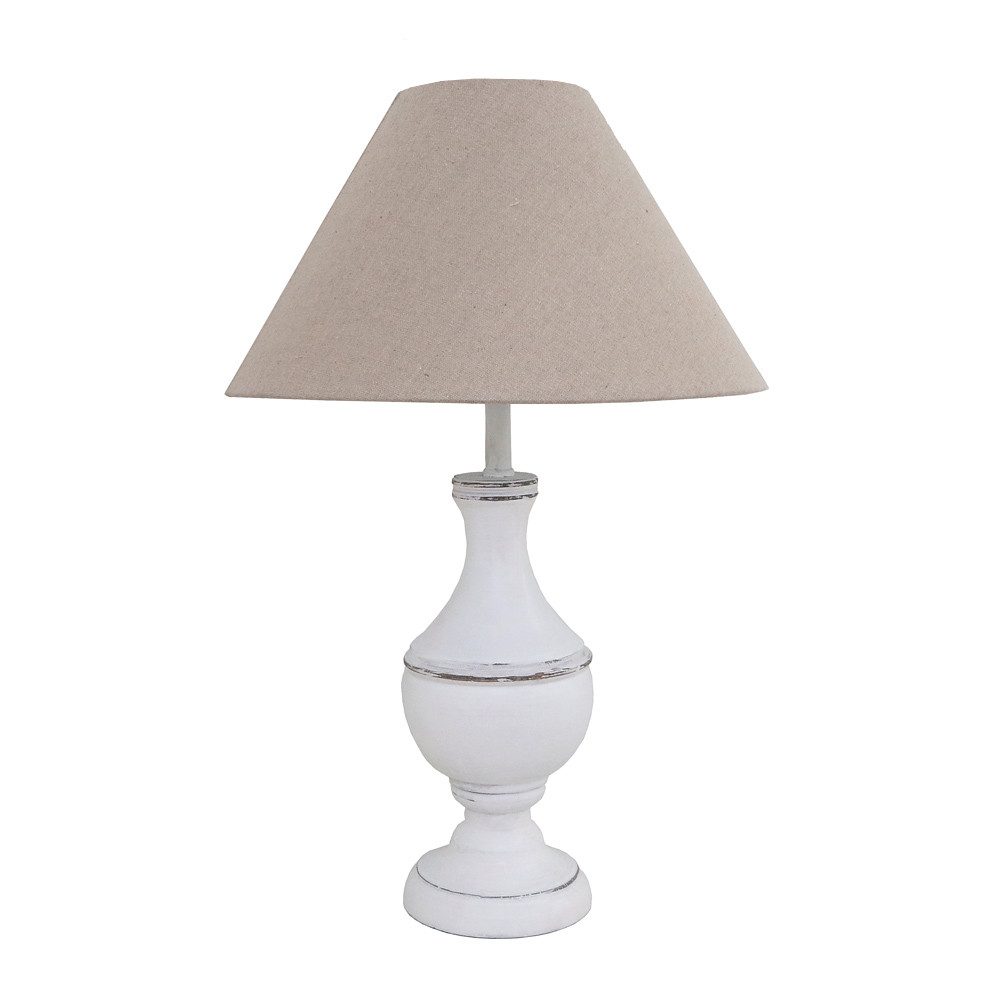 Grafelstein Tischleuchte Tischlampe MARLA weiß beige aus Holz im Landhausst günstig online kaufen
