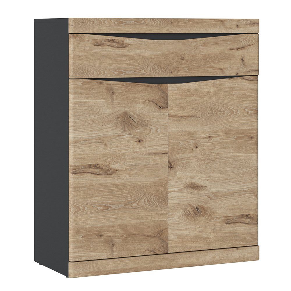 Lomadox Kommode SUNBURY-129, Schuhschrank anthrazit, Eiche, max. 10 Paar Schuhe, 86x101,6x39,9 cm