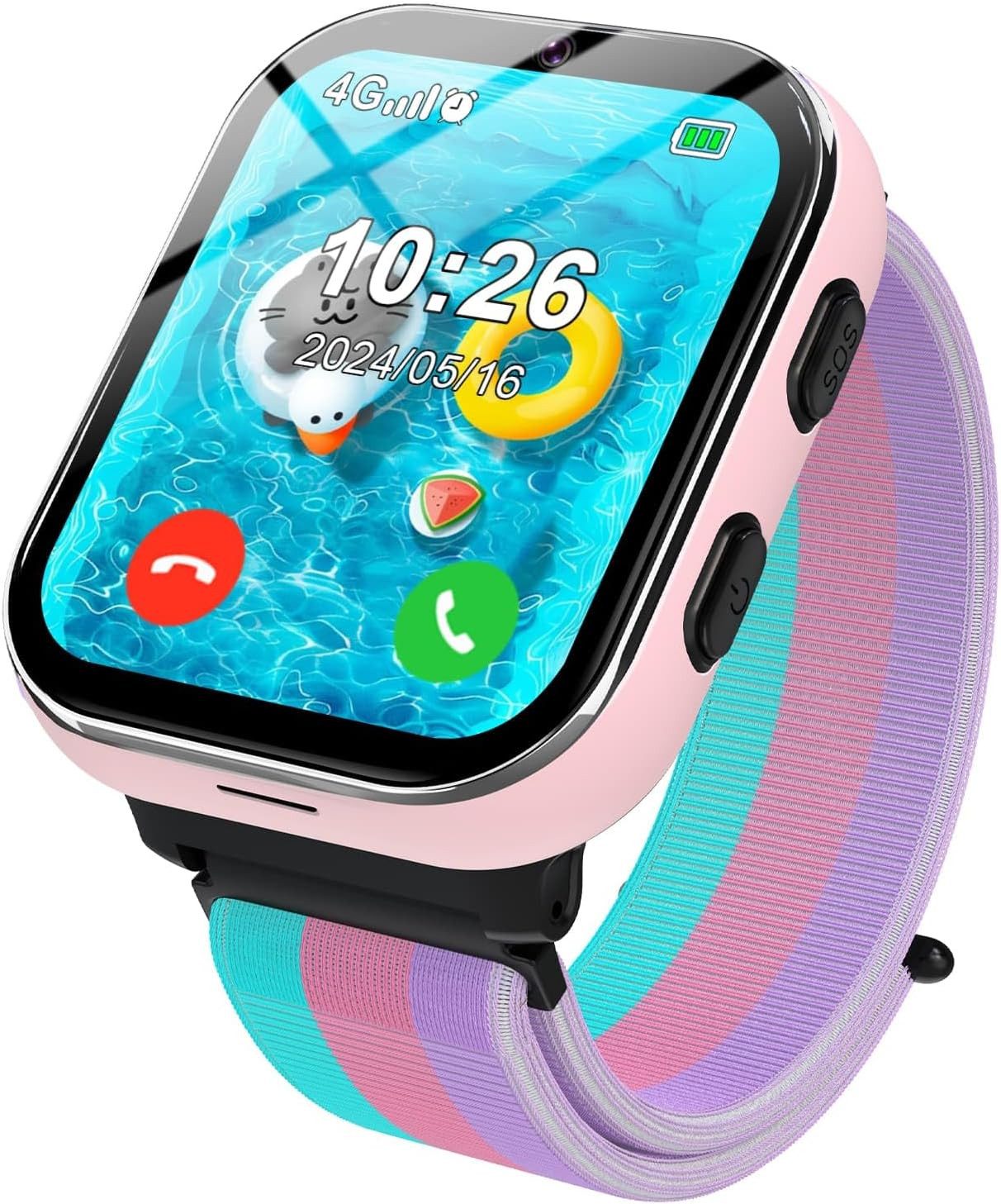 PTHTECHUS T31 Smartwatch (2,5 cm, sim-karte), 4G Kinder Smartwatch mit Anrufen SOS Funktion