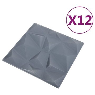 vidaXL Wandpaneel 3D-Wandpaneele 12 Stk 50x50 cm Diamant Grau 3 m²