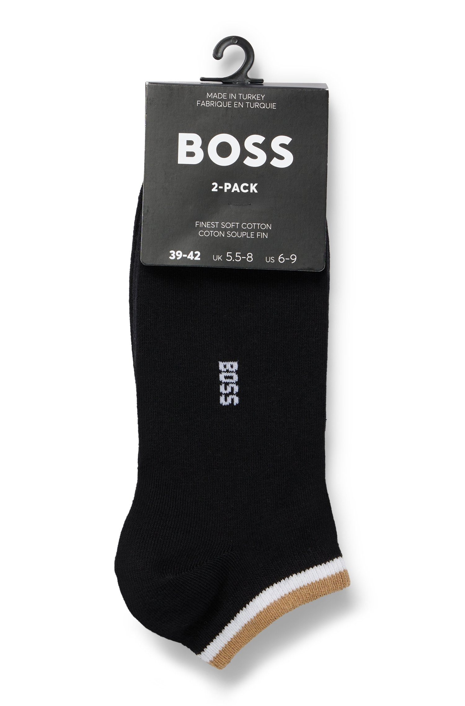BOSS Sneakersocken 2P AS Uni stripe CC (Packung, 2er) mit geringeltem Abschluss