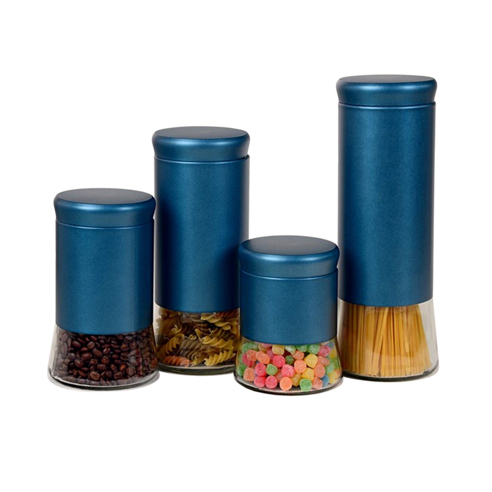 Schäfer Frischhaltedose Vorratsdosen Set 4 teilig, Glas, (4-tlg) Blau | Frischhaltedosen