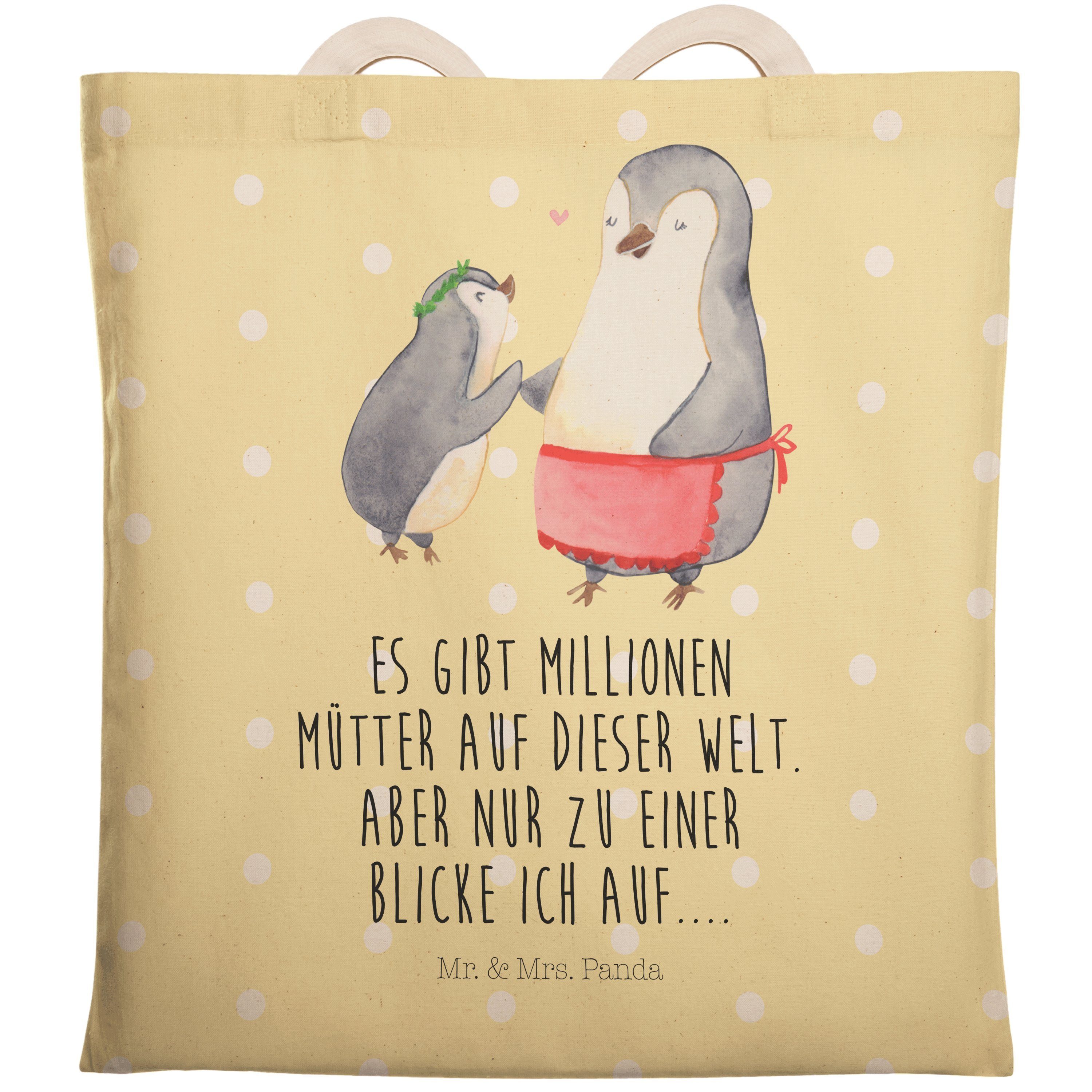 Mr. & Mrs. Opa, Tragetasche - Kind Pinguin mit Panda Mami, Mutter, Pastell Geschenk, (1-tlg) Gelb - Traget