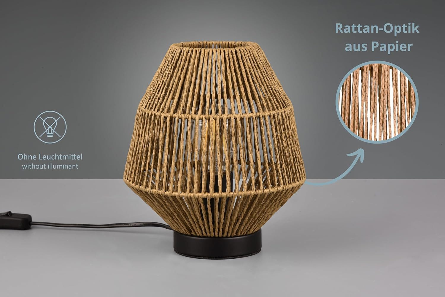 lightling Tischleuchte Mikael, ohne Leuchtmittel, Rattan-Optik, günstig online kaufen
