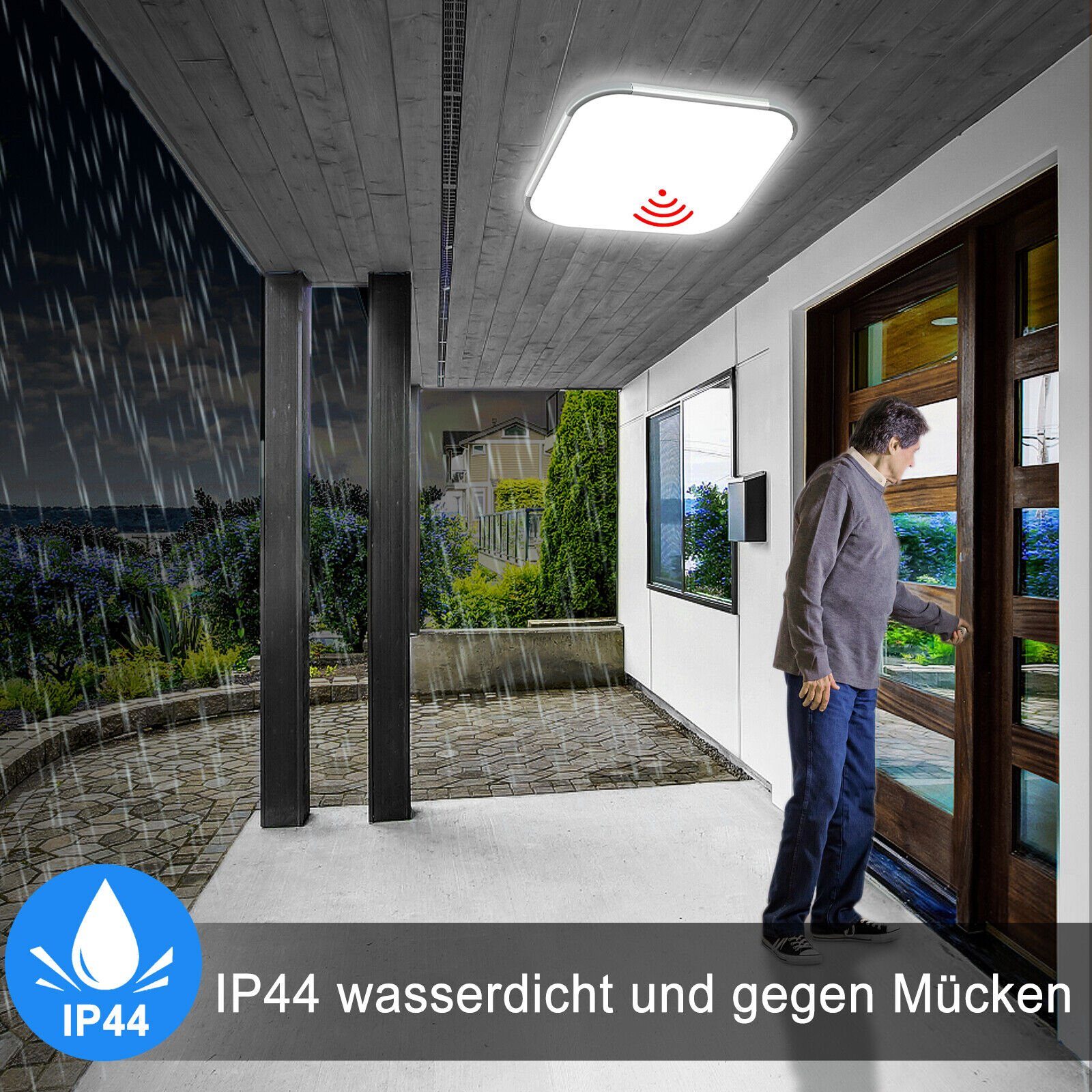 Sensor Deckenlampe, Deckenleuchte Garage x integriert, Küche Radar Kaltweiß LED 24W Badezimmer für LED 30 mit LED Bewegungsmelder, LETGOSPT Flurlampe x 5cm, Balkon 30 fest Deckenleuchte