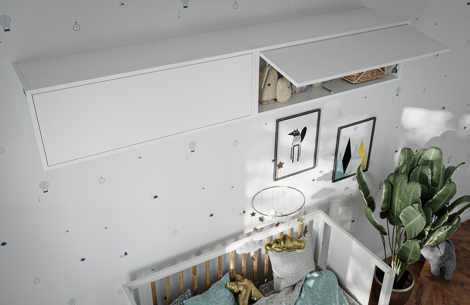 Küchenschrank, weiß Wohnzimmer Platan Flur Room Bad, für Hängeschrank 100x35x35cm, Wandschrank