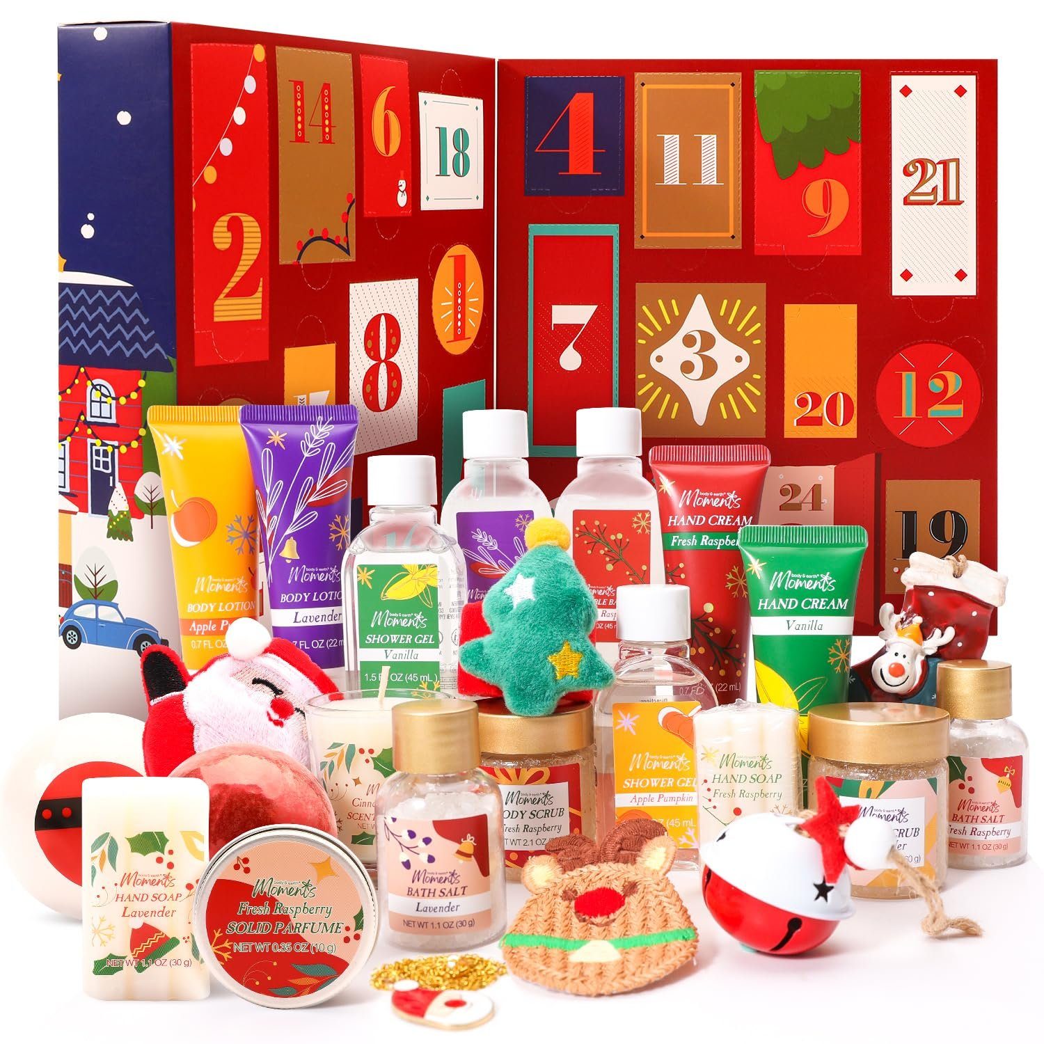 BODY & EARTH Adventskalender, 24 SPA-Produkte, Weihnachtsdekoration Handcreme Körperlotion, Duschgel