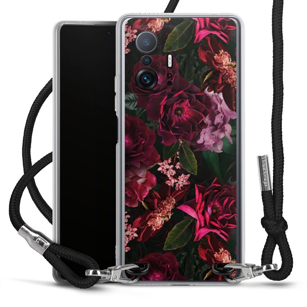DeinDesign Handyhülle Rose Blumen Blüte Dark Red and Pink Flowers, Xiaomi 11T Pro 5G Handykette Hülle mit Band Case zum Umhängen
