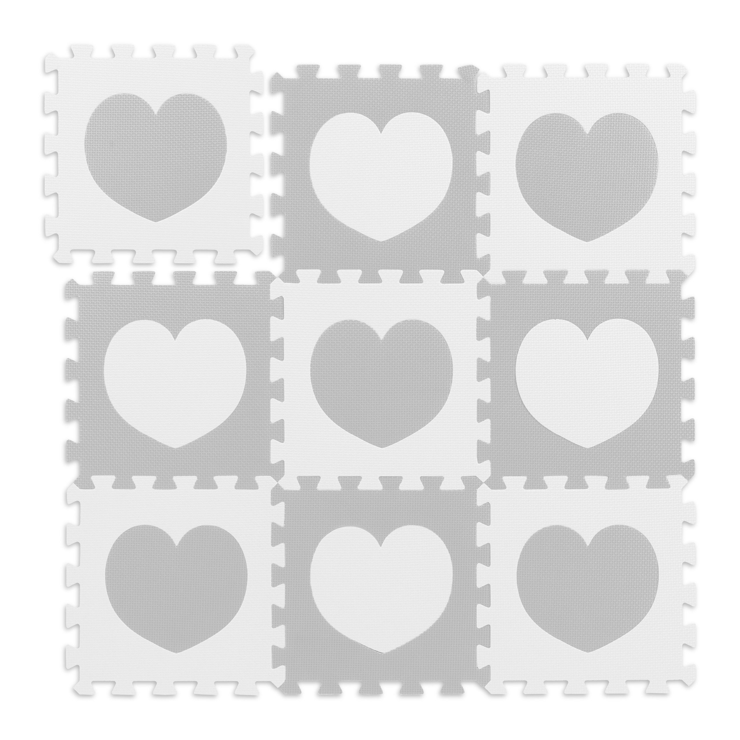 relaxdays Spielmatte 18-tlg. Puzzlematte Herz, Weiss-grau günstig online kaufen