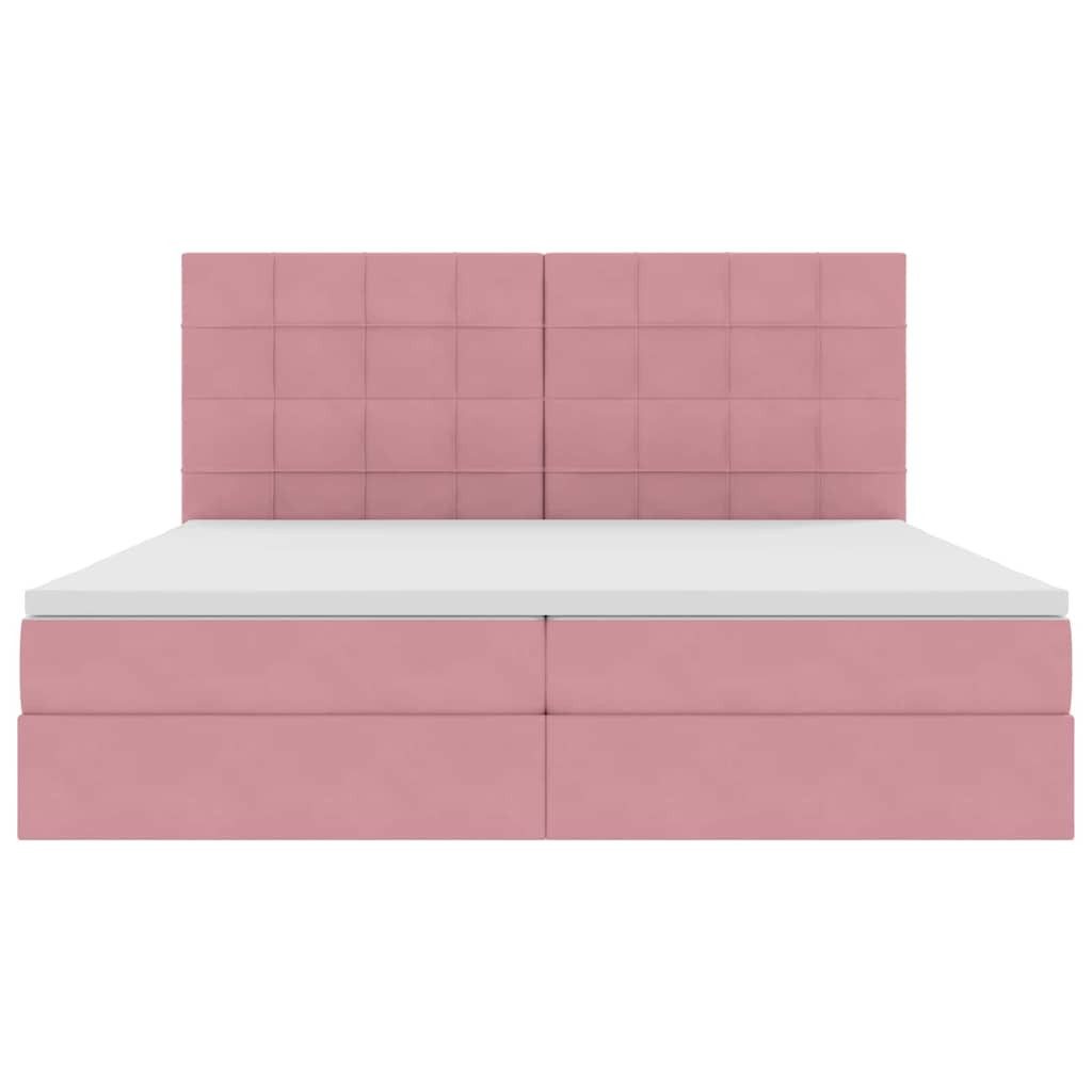 vidaXL Bed with Storage and LED Lighting with Mattress, Pink, 200 x 200 cm, Velvet (1-piece)