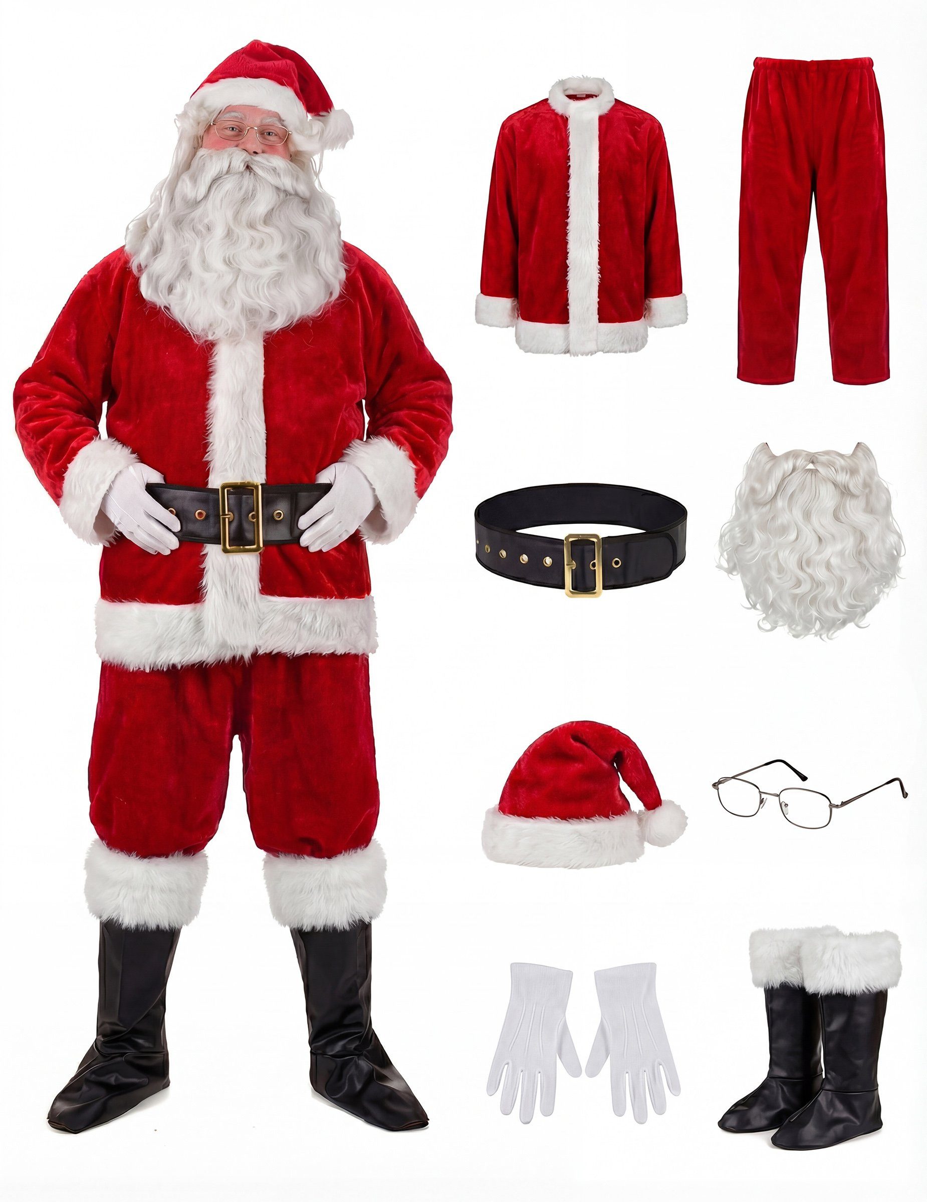 JADEO Kostüm Deluxe Weihnachtsmann Kostüm rot-weiss