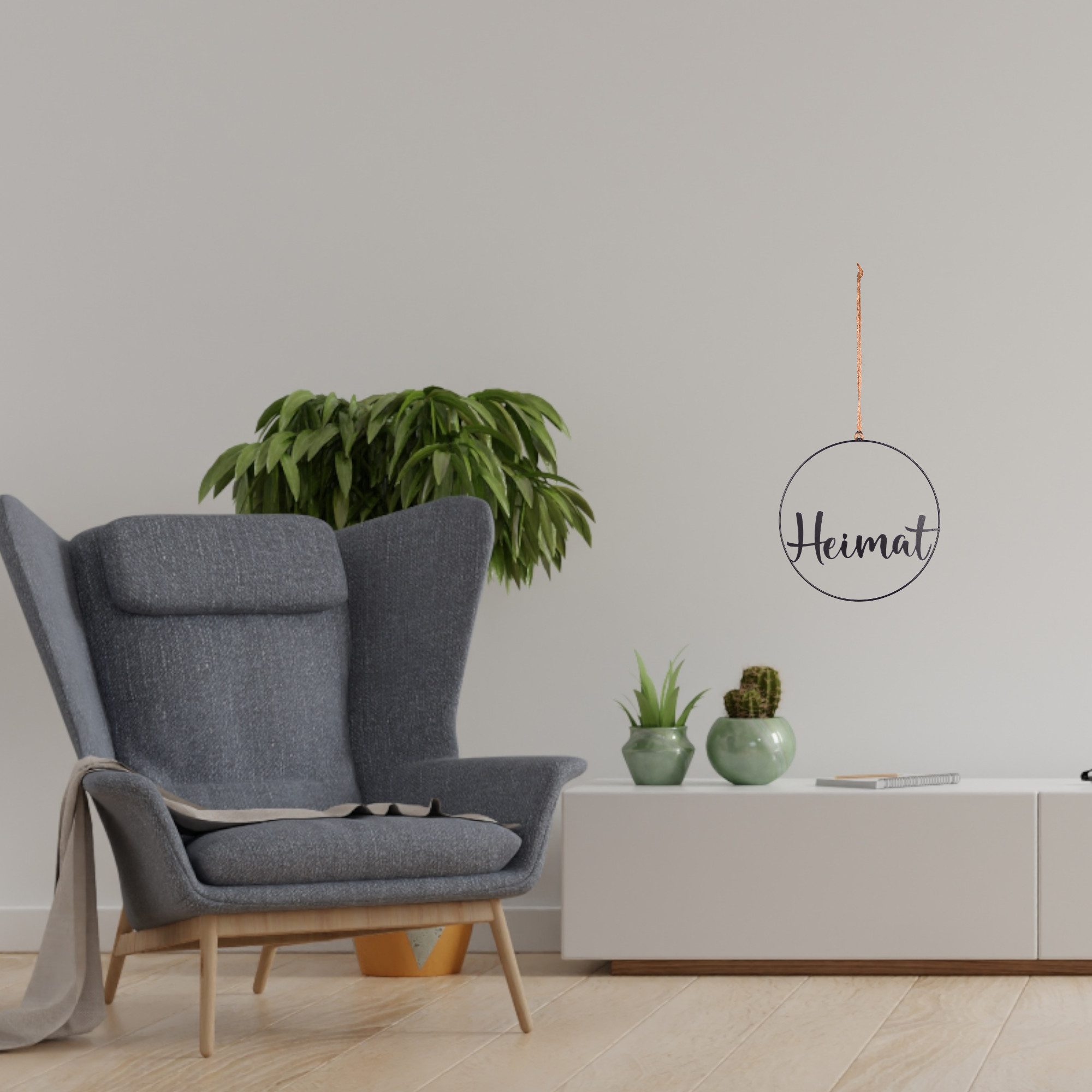 UNUS HOME Wanddekoobjekt Aufhänger Heimat (25cm), Hängedeko Wanddeko Fensterdeko Hausdeko Flurdeko