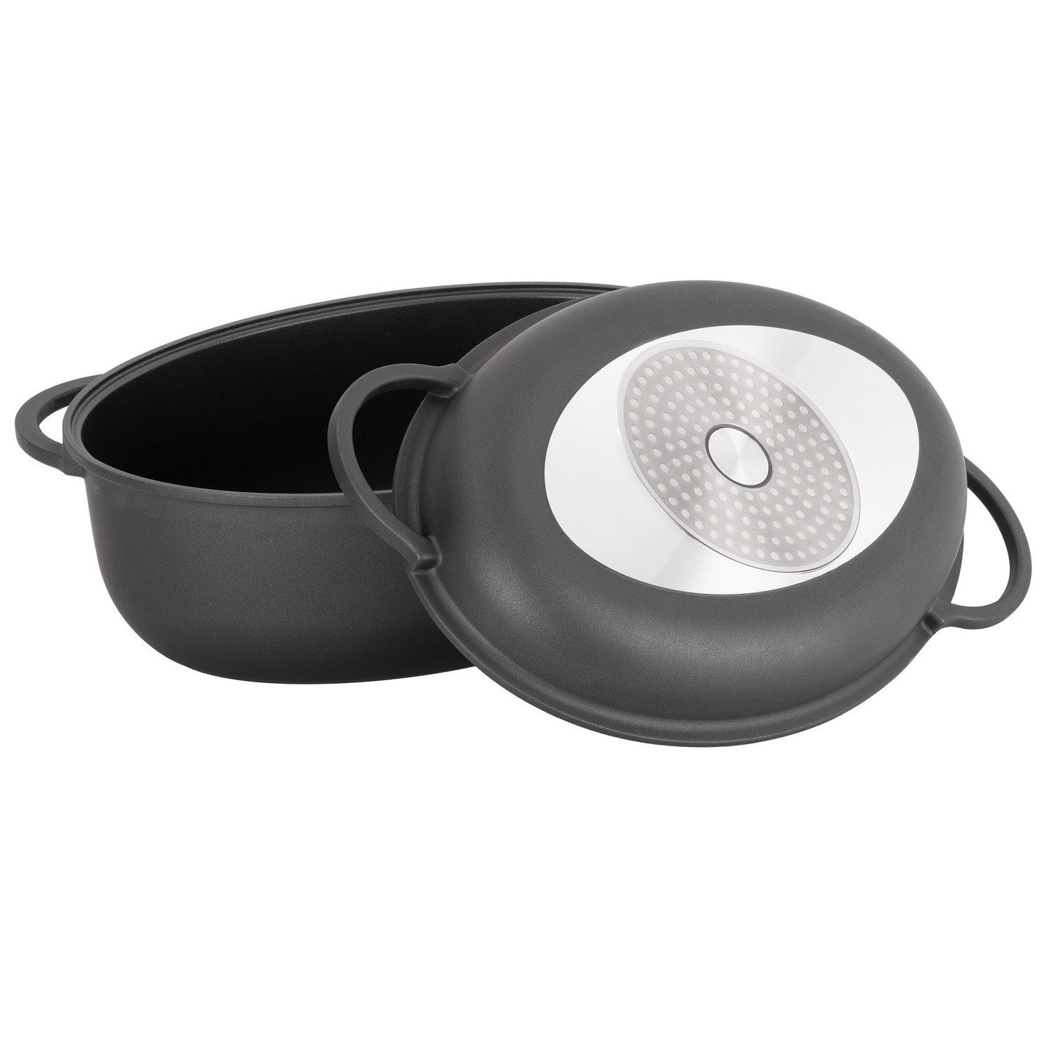 Haushalt International Bräter 2in1 Backofen-Brattopf "Cherware" Backofentopf Kochtopf, Aluminiumguss, Deckel als Grillpfanne nutzbar – Bild 2 von 5