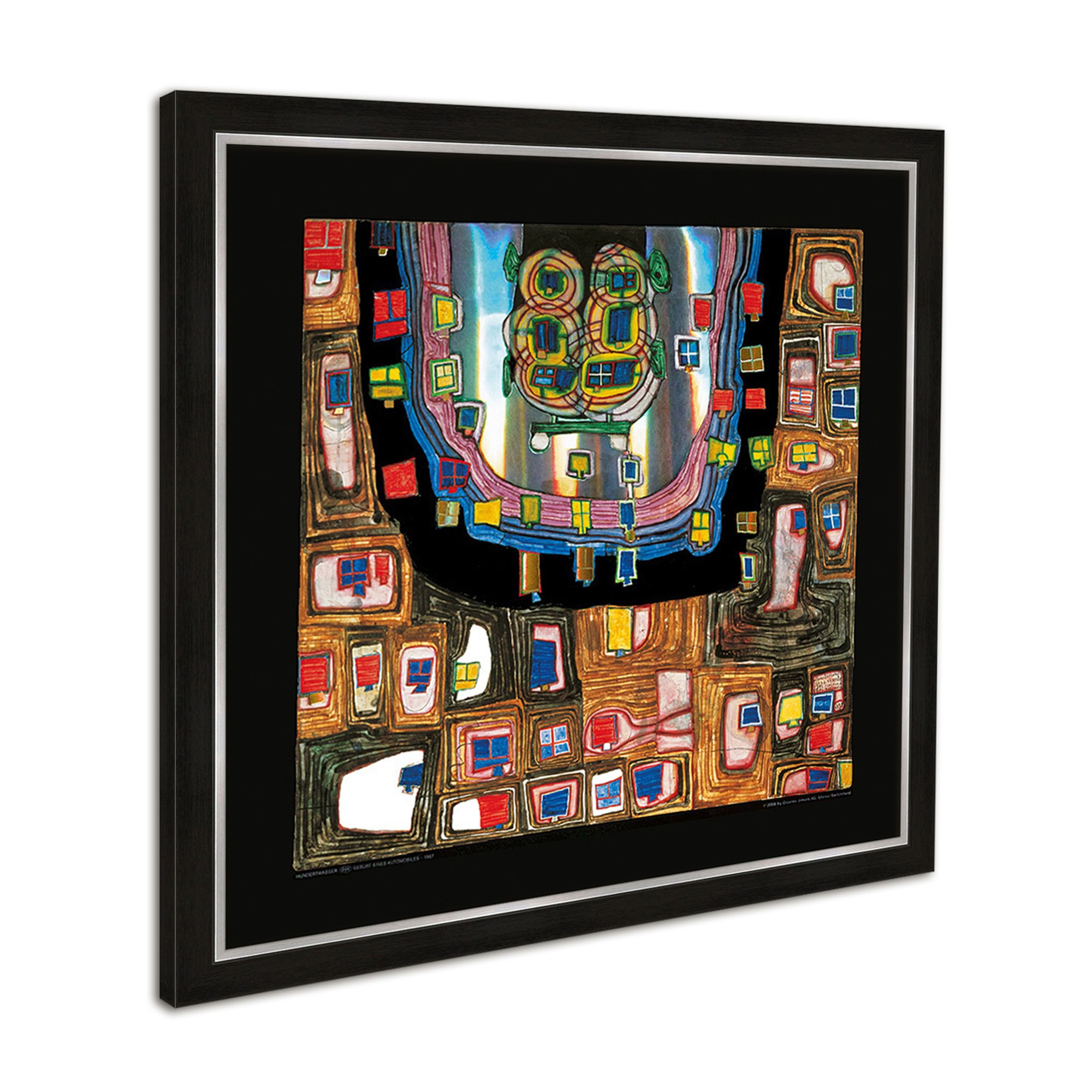 Poster / Hundertwasser 53x53cm / mit Bild Wandbild Bild Rahmen gerahmt Rahmen mit artissimo