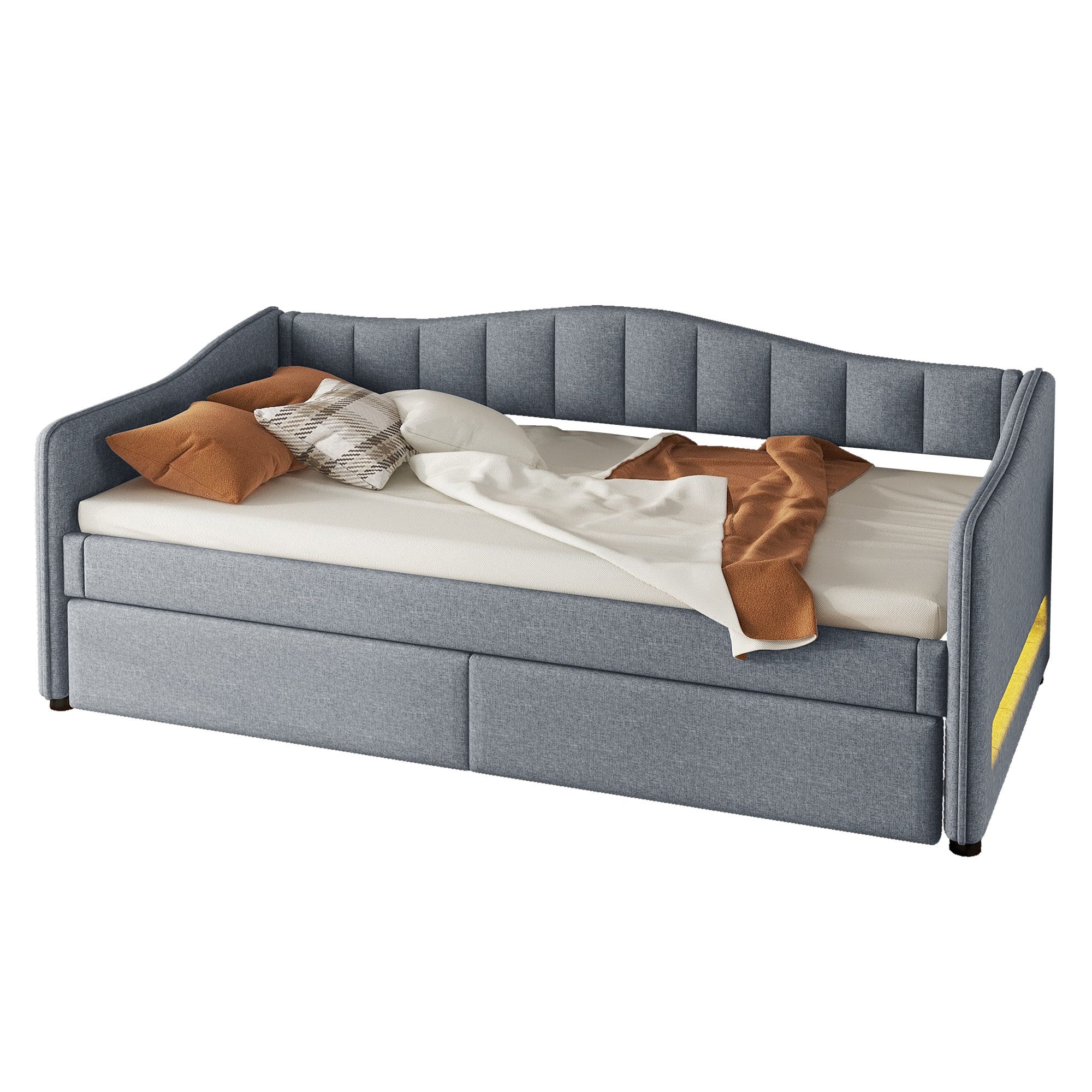 Odikalo Schlafsofa Daybett Tagesbett ausziehbarem Fernbedienung 90x200cm (Ohne Matratze)