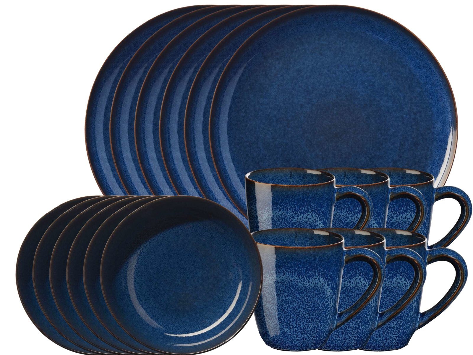 ASA SELECTION Tafelservice SAISONS Frühstücksset 18tlg midnight blue, Steinzeug