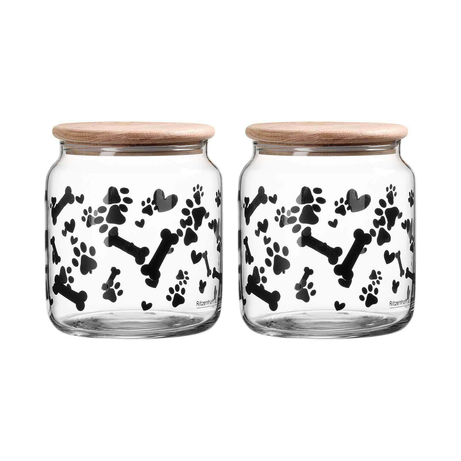 Ritzenhoff & Breker Vorratsdose Mika Dog Leckerli-Dosen mit Deckel ø 12 cm 2er Set, Glas, (2-tlg)