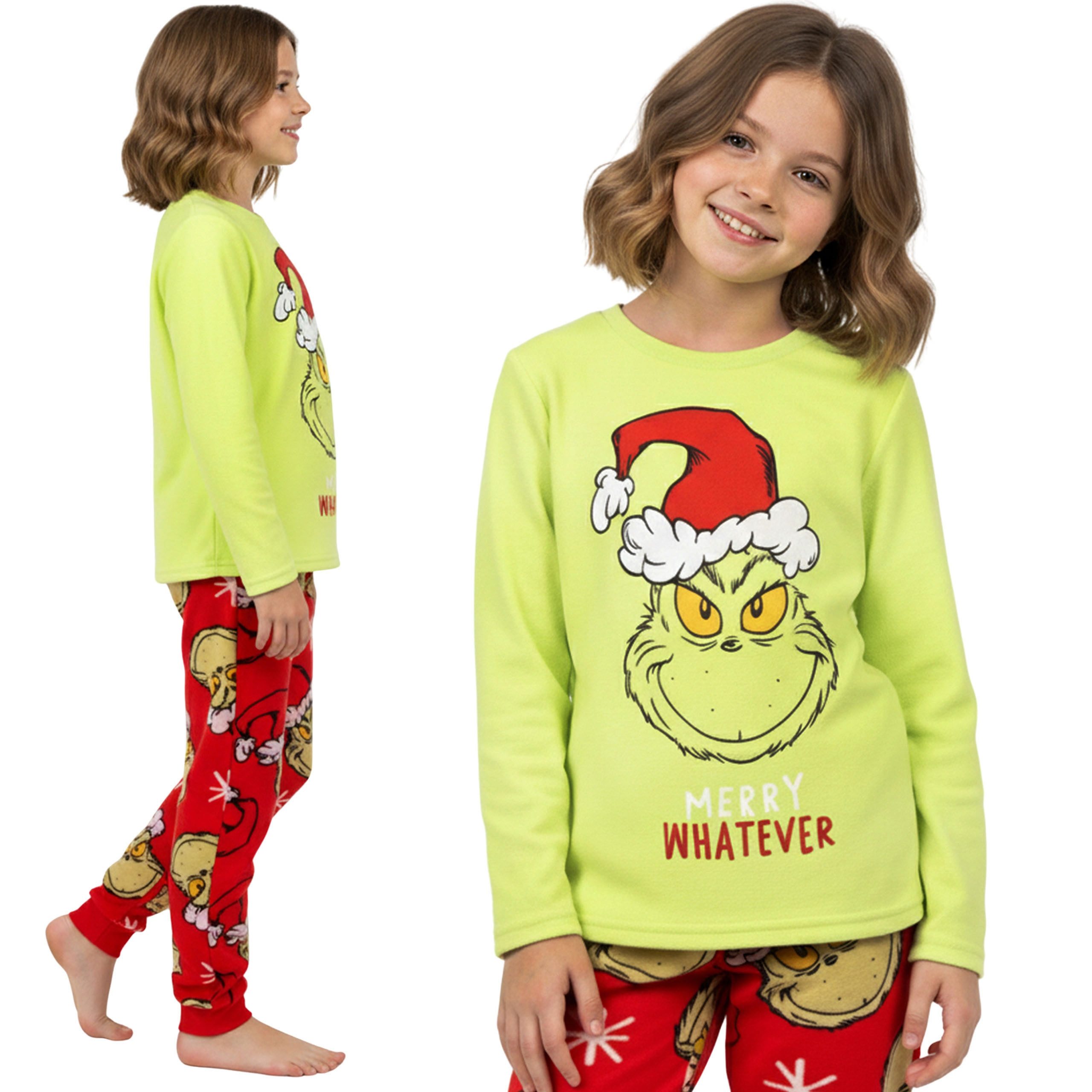 Sarcia.eu Pyjama Grinch VELOURS Weihnachts-Pyjama für Mädchen, warm, zweiteilig