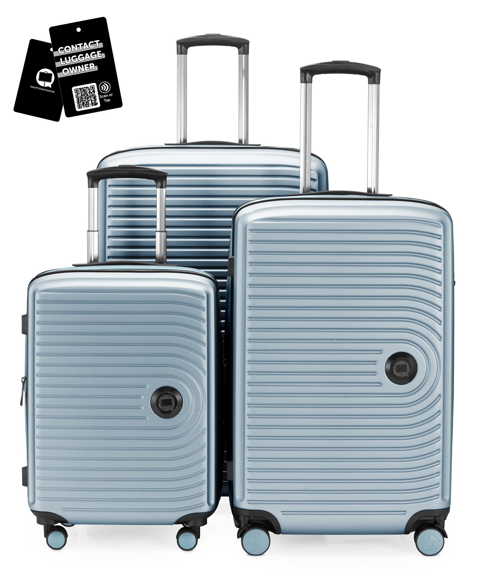 Hauptstadtkoffer Hartschalen-Trolley Mitte, 4 Rollen, 3er Koffer-Set, ineinander stapelbar, TSA