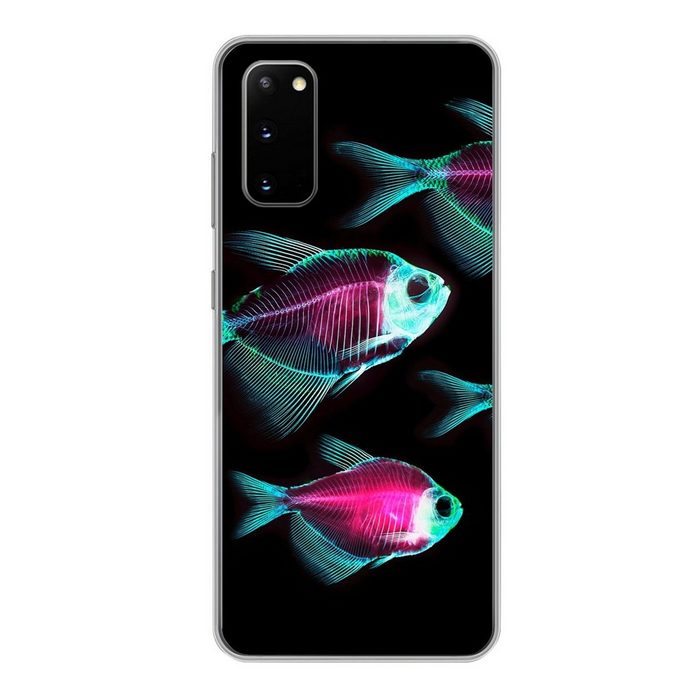 MuchoWow Handyhülle Fisch - Lila - Blau Phone Case Handyhülle Samsung Galaxy S20 Silikon Schutzhülle