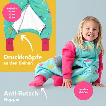 Schlummersack Kinderschlafsack, Bio Schlafsack mit Füßen und umklappbaren Bündchen, 2.5 Tog OEKO-TEX