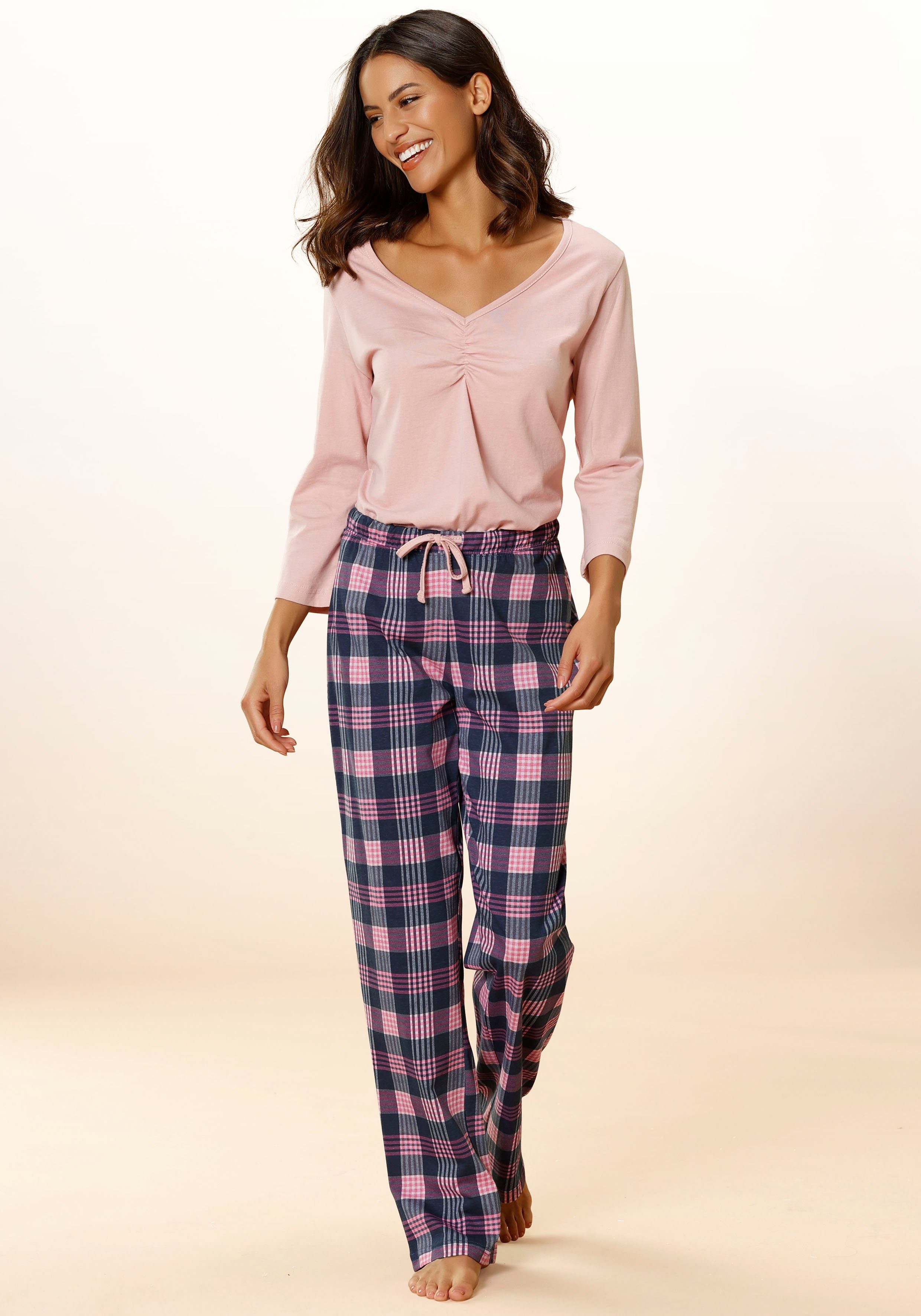 Vivance Dreams Pyjama (2 tlg) mit Karo Muster