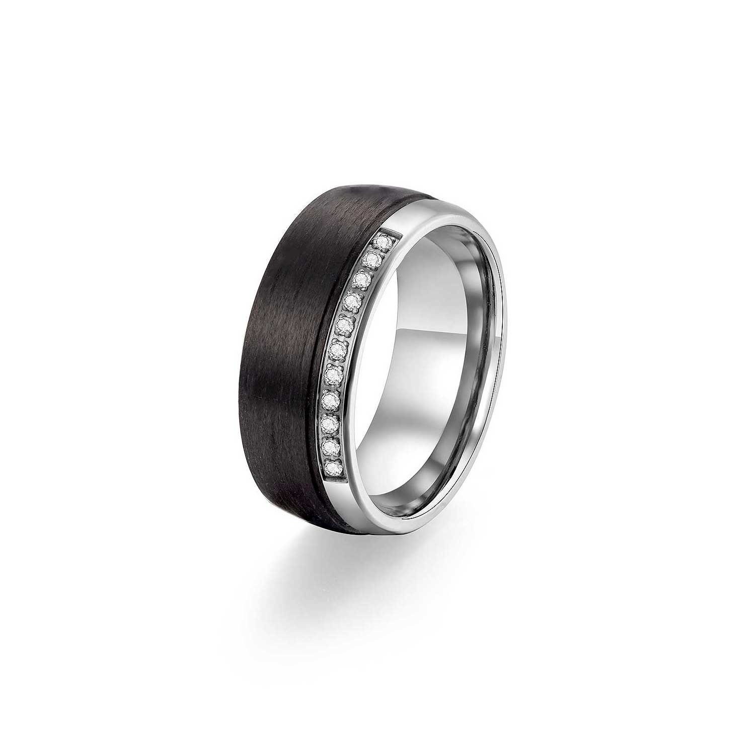 Adam & Eve Trauring Carbon/Titan - Eheringe, Partnerringe "AEC57M" ohne & mit Zirkonia