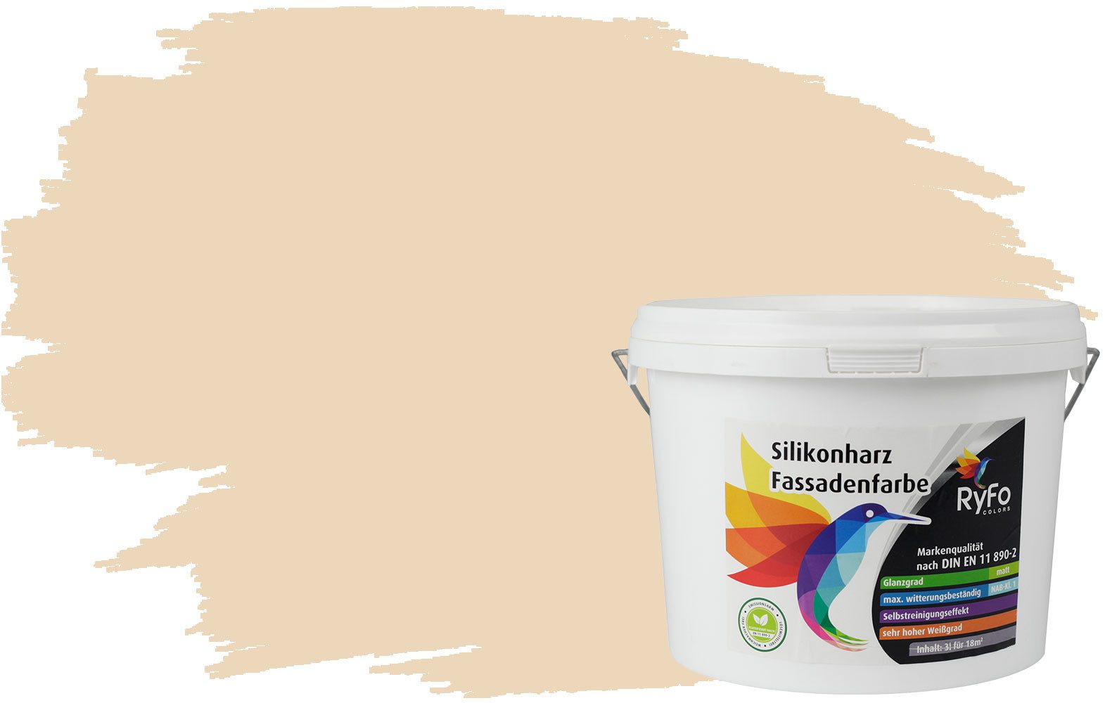 RyFo Colors Fassadenfarbe Silikonharz Fassadenfarbe Gelbtöne, 1 L ca. 6 m², Wasserabweisend, diffusionsfähig, schützt vor Schmutz, UV-beständig