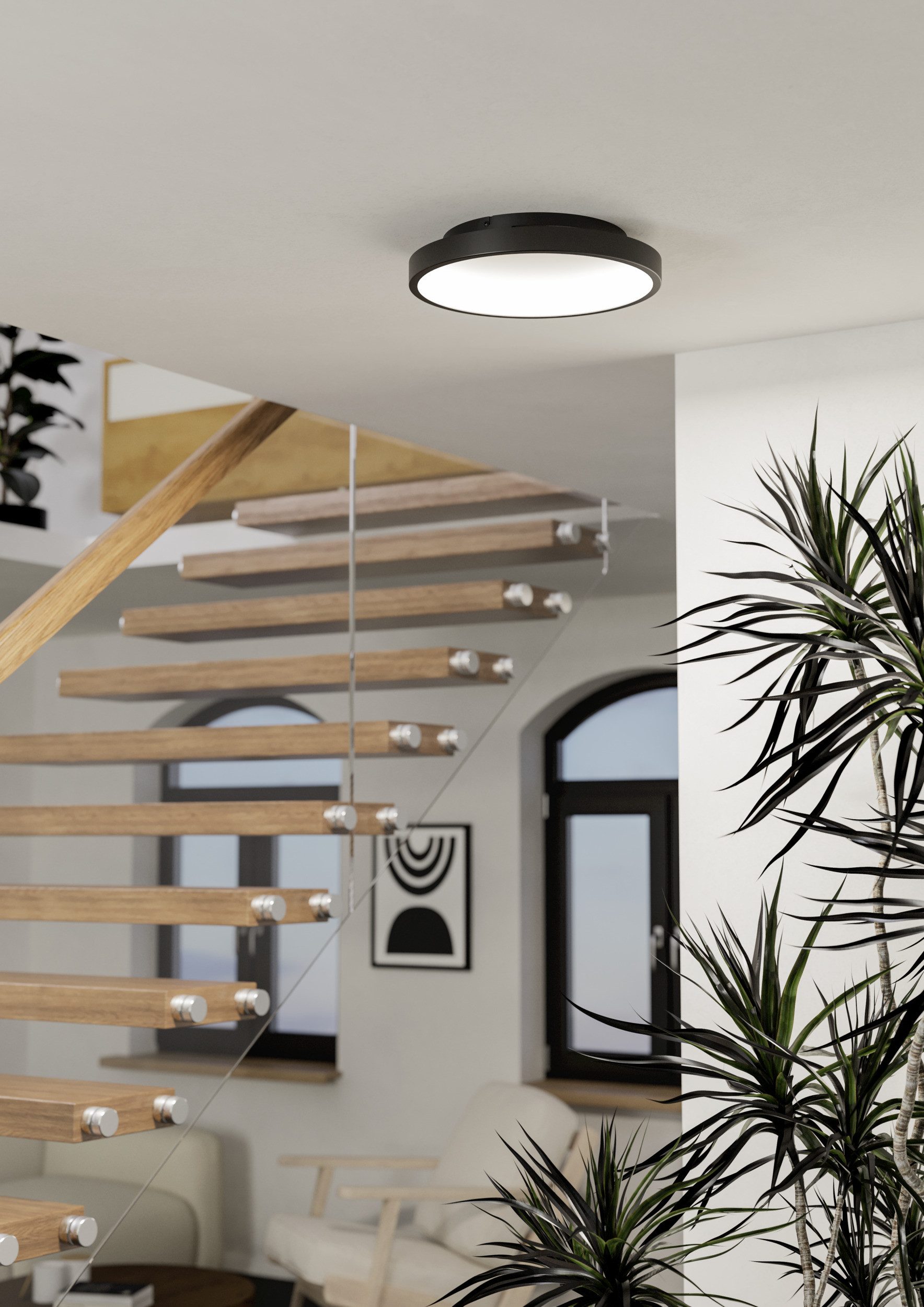 EGLO LED Deckenleuchte LORETELLO-Z Deckenlampe - Stahl - LED - 19,6W - IP20, Bluetooth, CCT - über Fernbedienung, Dimmfunktion, Farbwechsel, Memoryfunktion, Nachtlichtfunktion, RGB, Weckerfunktion, dimmbar über Fernbedienung, mehrere Helligkeitsstufen, LED fest integriert, Kaltweiß, Neutralweiß, RGB, Warmweiß, Wohzimmerlampe, Esszimmerlampe, Flur, Schlafzimmer, H7,5 x Ø35 cm