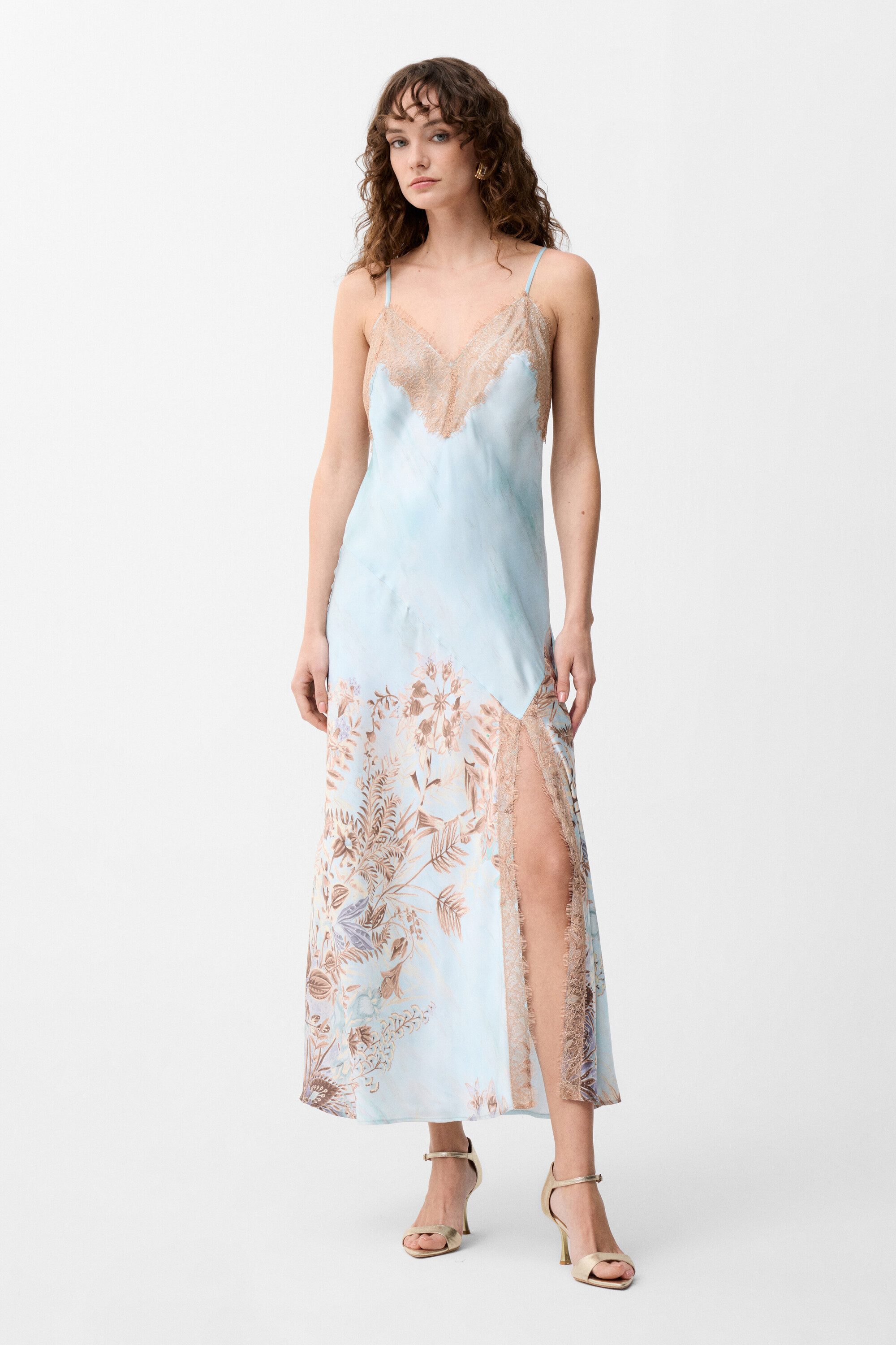 adL Cocktailkleid Gemustertes Kleid mit Trägern