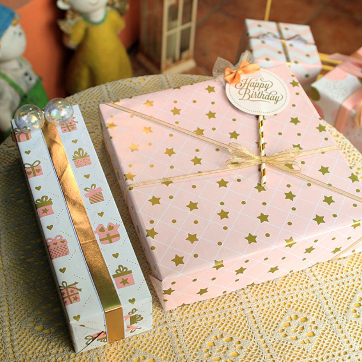 Weihnachts Papier,für Jormftte Geburtstag Geschenkpapier,Geschenkverpackung Rosa3 Geschenkpapier