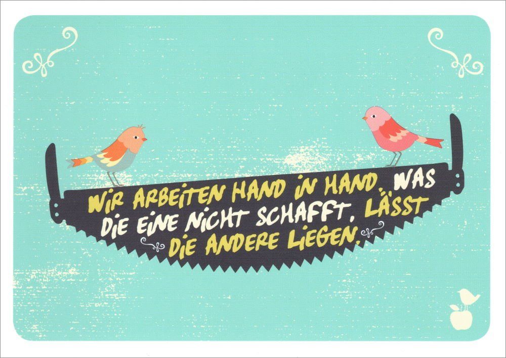 Postkarte "Wir arbeiten Hand die Was Hand. in eine ..."